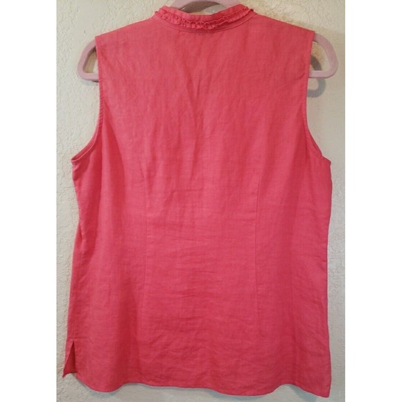 Susan Bristol Tunic 100% linen Sleeveless V-Neck Size Medium Coral - Picture 5 of 8